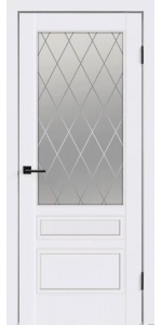 Дверь межкомнатная SCANDI 3V RAL 9003 белый со стеклом (ромб мателюкс)